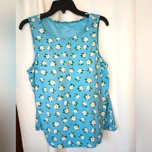 Lands End Draper James Tankini Swim Top Womens 18W Blue Floral Built In Bra